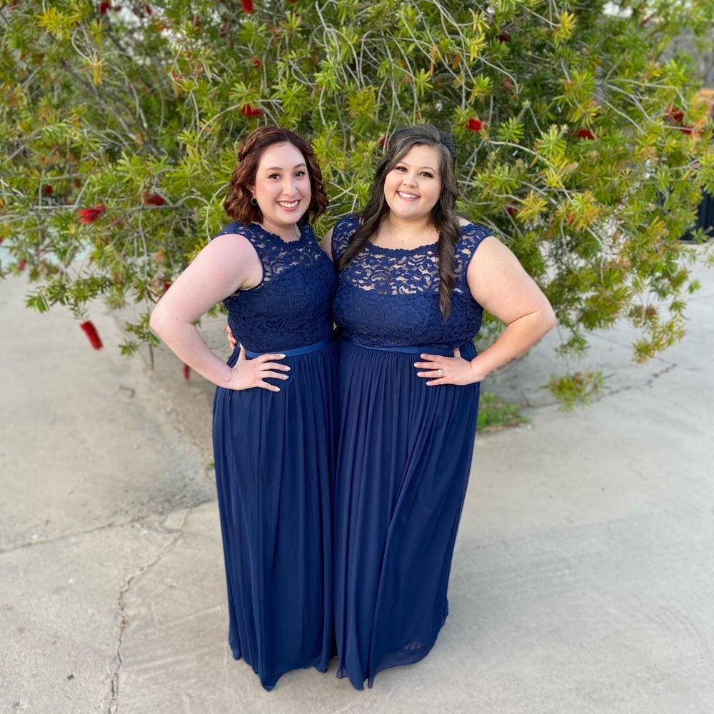 Long Bridesmaid Dress with Lace Bodice